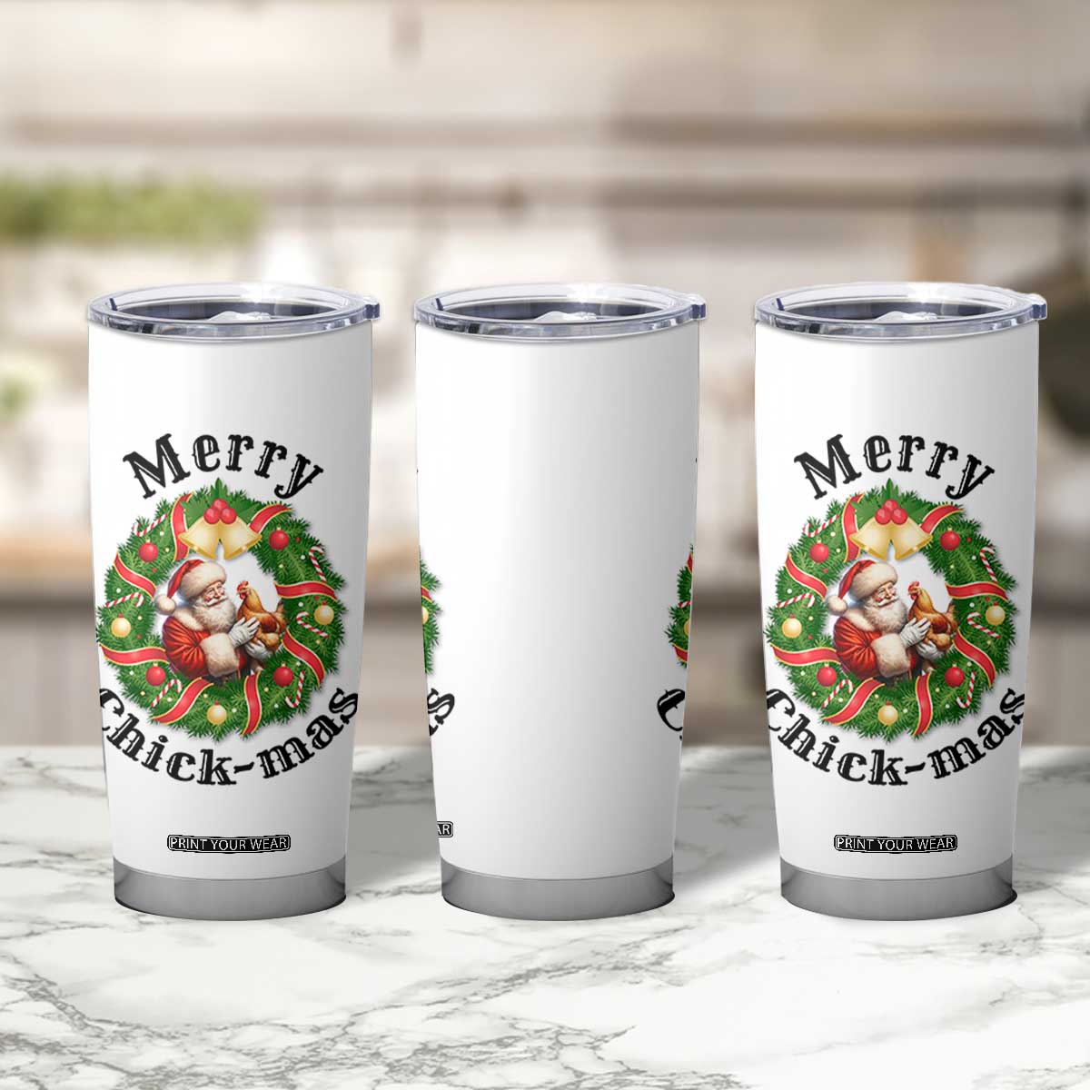 Funny Christmas Chicken Lovers Tumbler Cup Merry Chickmas Santa Gift TS12 Print Your Wear