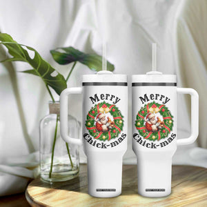 Funny Christmas Chicken Lovers Tumbler With Handle Merry Chickmas Santa Gift TS12 Print Your Wear
