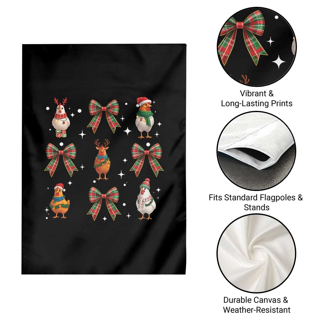 Cute Christmas Chicken With Xmas Coquette Bow Garden Flag TS12 Print Your Wear
