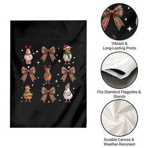 Cute Christmas Chicken With Xmas Coquette Bow Garden Flag TS12 Print Your Wear