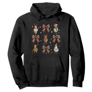 Cute Christmas Chicken With Xmas Coquette Bow Hoodie TS12 Black Print Your Wear