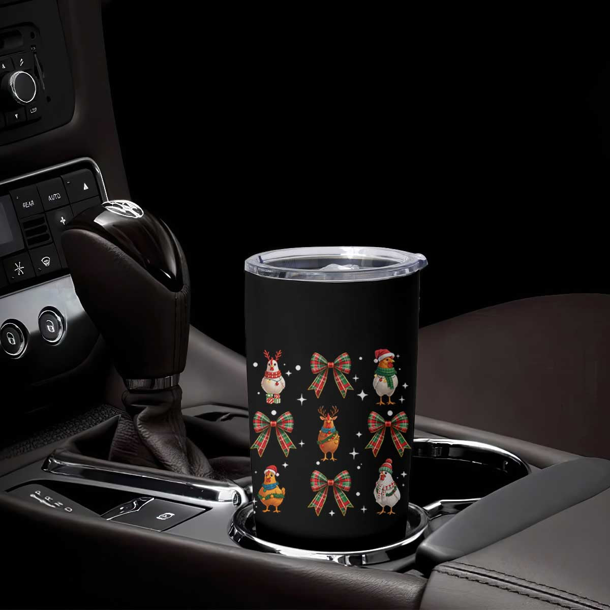 Cute Christmas Chicken With Xmas Coquette Bow Tumbler Cup TS12 Print Your Wear