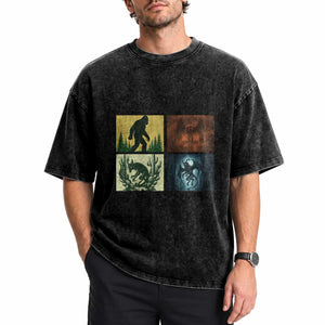 Mothman Bigfoot Chupacabra Jersey Devil Washed Cotton T-Shirt Cryptid Legends Gift