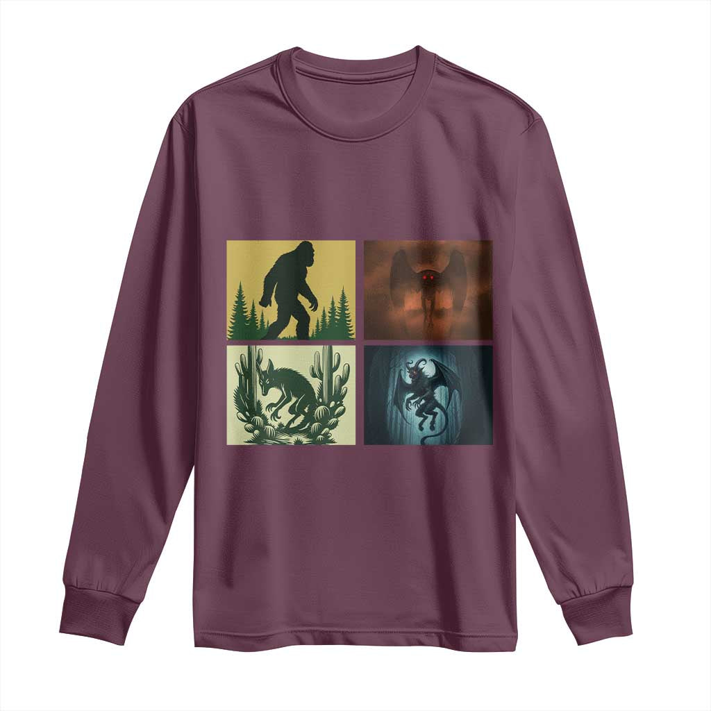 Mothman Bigfoot Chupacabra Jersey Devil Long Sleeve Shirt Cryptid Legends Gift TS12 Maroon Print Your Wear