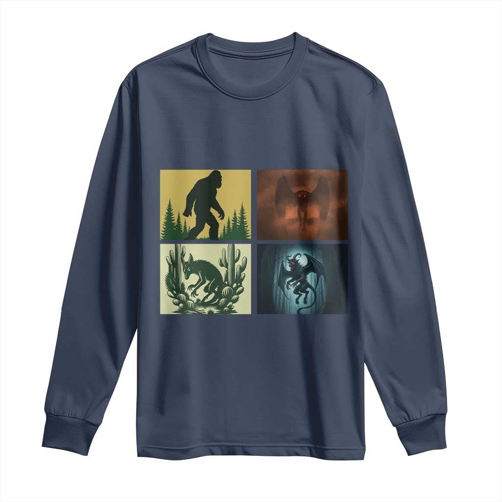 Mothman Bigfoot Chupacabra Jersey Devil Long Sleeve Shirt Cryptid Legends Gift TS12 Navy Print Your Wear