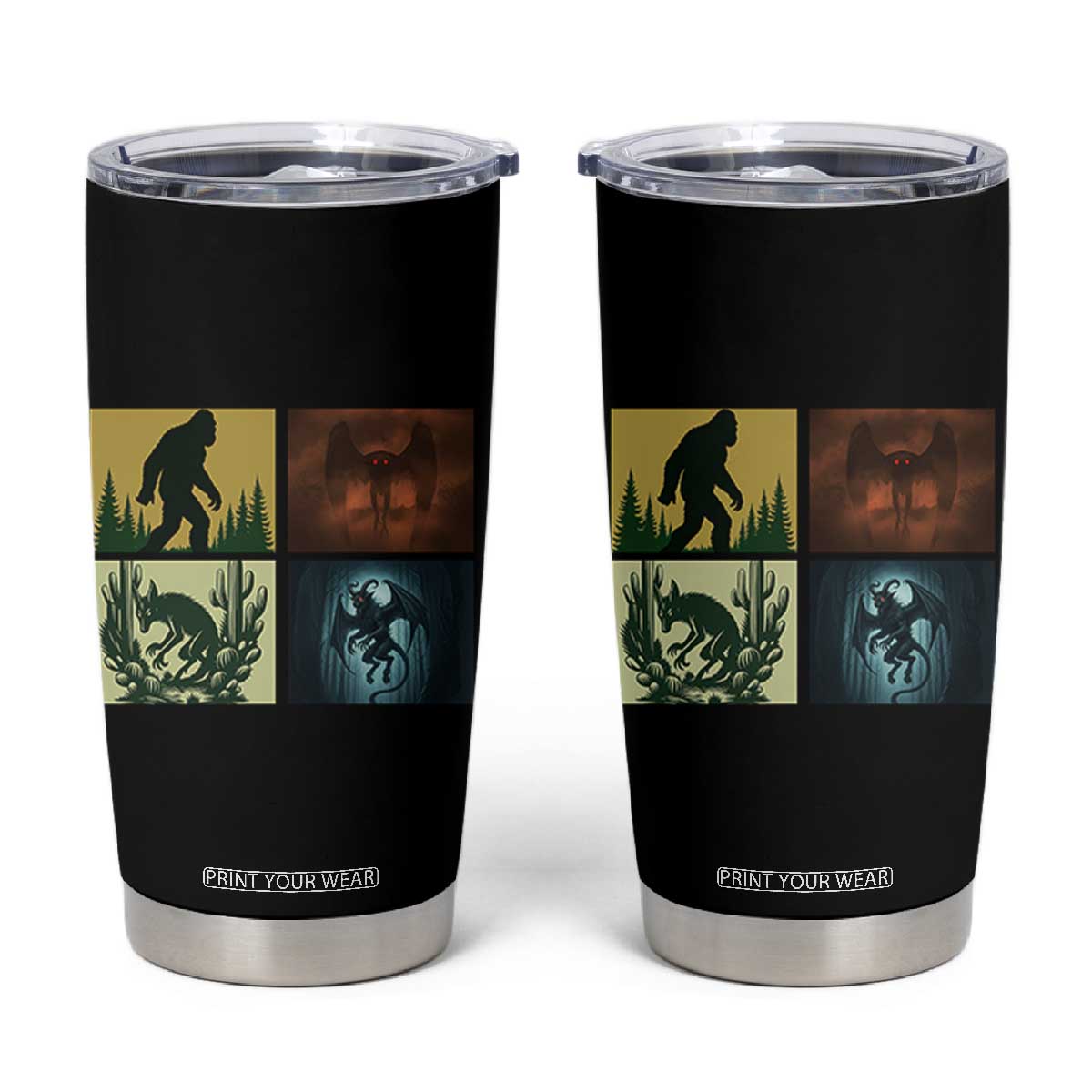 Mothman Bigfoot Chupacabra Jersey Devil Tumbler Cup Cryptid Legends Gift TS12 Black Print Your Wear