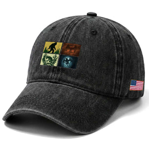 Mothman Bigfoot Chupacabra Jersey Devil Washed Cotton Baseball Cap Cryptid Legends Gift TS12 Print Your Wear