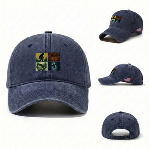Mothman Bigfoot Chupacabra Jersey Devil Washed Cotton Baseball Cap Cryptid Legends Gift TS12 Washed Cap Universal Fit Navy Print Your Wear