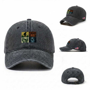 Mothman Bigfoot Chupacabra Jersey Devil Washed Cotton Baseball Cap Cryptid Legends Gift TS12 Washed Cap Universal Fit Dark Gray Print Your Wear