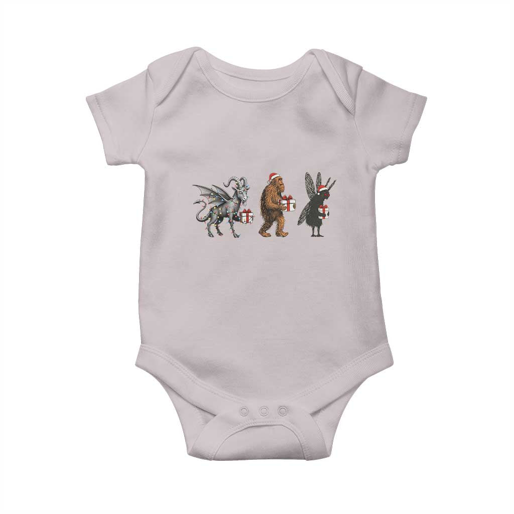 Christmas Cryptid Gift Baby Onesie Bigfoot Jersey Devil Mothman Santa TS12 Ice Gray Print Your Wear