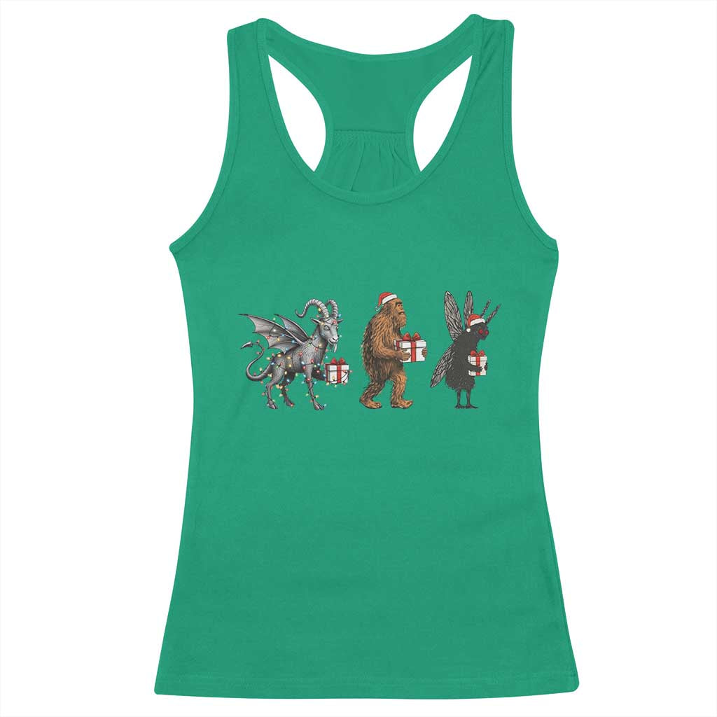 Christmas Cryptid Gift Racerback Tank Top Bigfoot Jersey Devil Mothman Santa TS12 Irish Green Print Your Wear