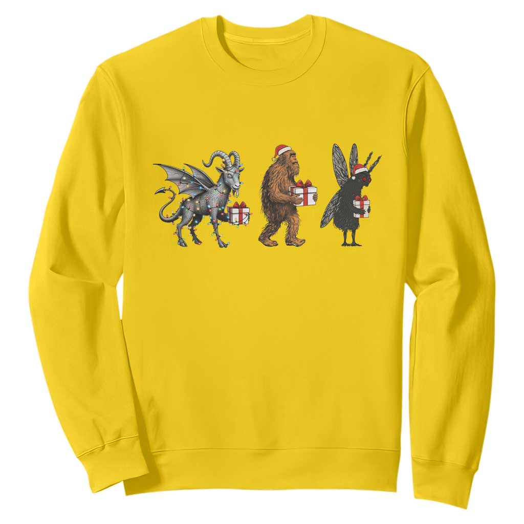 Christmas Cryptid Gift Sweatshirt Bigfoot Jersey Devil Mothman Santa TS12 Daisy Print Your Wear