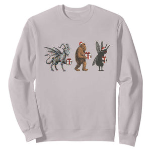Christmas Cryptid Gift Sweatshirt Bigfoot Jersey Devil Mothman Santa TS12 Ice Gray Print Your Wear