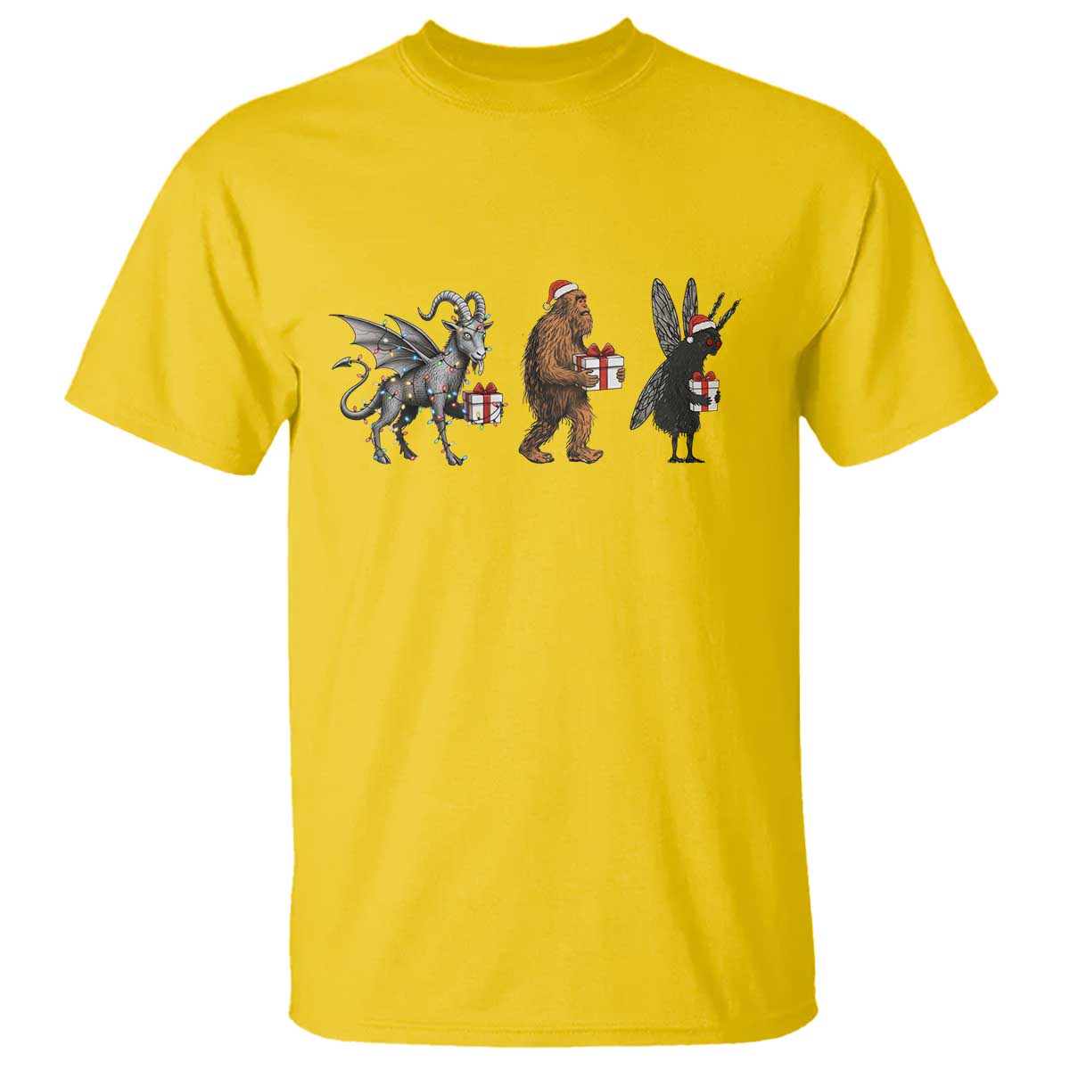 Christmas Cryptid Gift T Shirt Bigfoot Jersey Devil Mothman Santa TS12 Daisy Print Your Wear