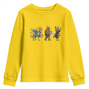 Christmas Cryptid Gift Youth Sweatshirt Bigfoot Jersey Devil Mothman Santa TS12 Daisy Print Your Wear