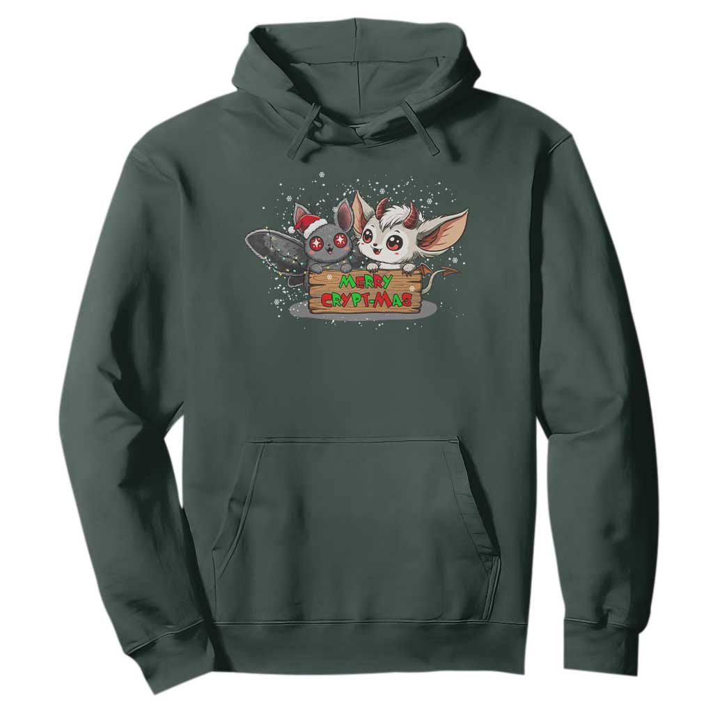 Mothman And Jersey Devil Hoodie Merry Cryptmas Funny Holiday Gift TS12 Dark Forest Green Print Your Wear