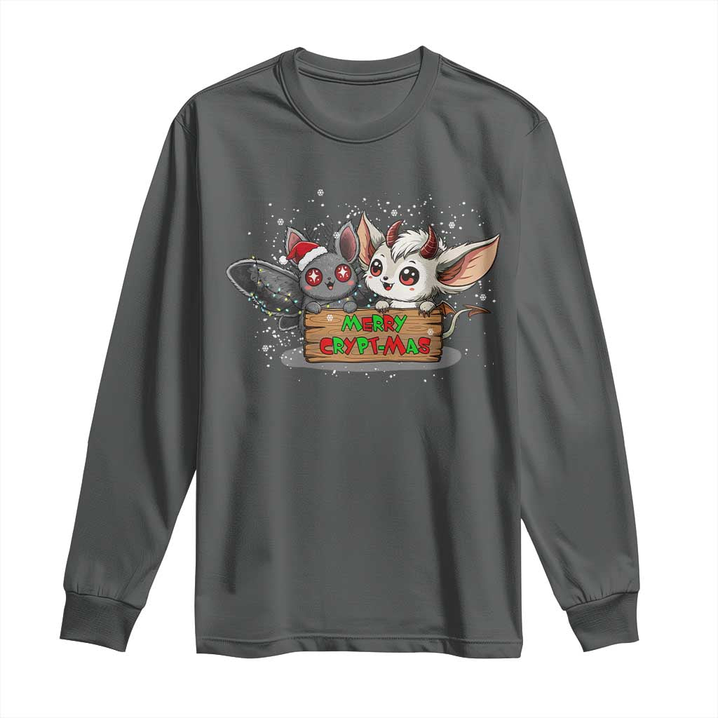 Mothman And Jersey Devil Long Sleeve Shirt Merry Cryptmas Funny Holiday Gift TS12 Dark Heather Print Your Wear