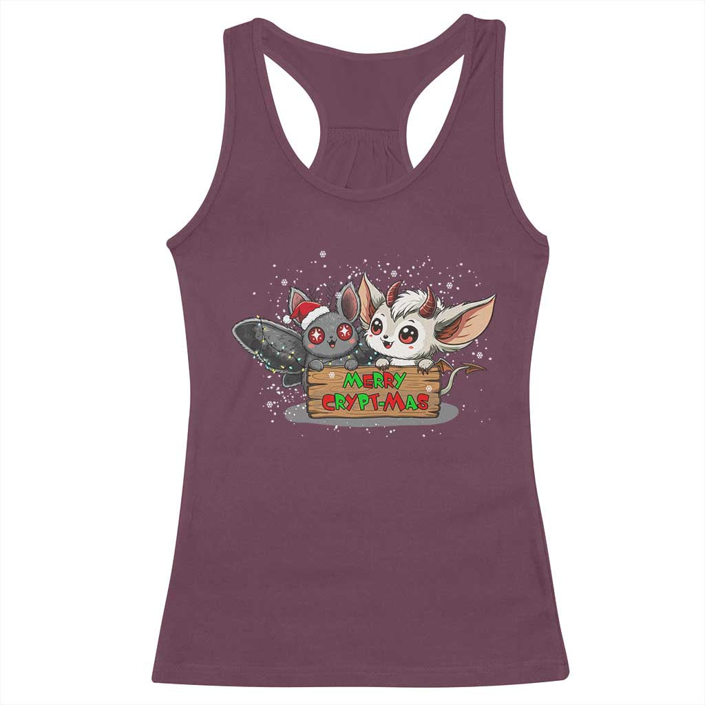 Mothman And Jersey Devil Racerback Tank Top Merry Cryptmas Funny Holiday Gift TS12 Maroon Print Your Wear