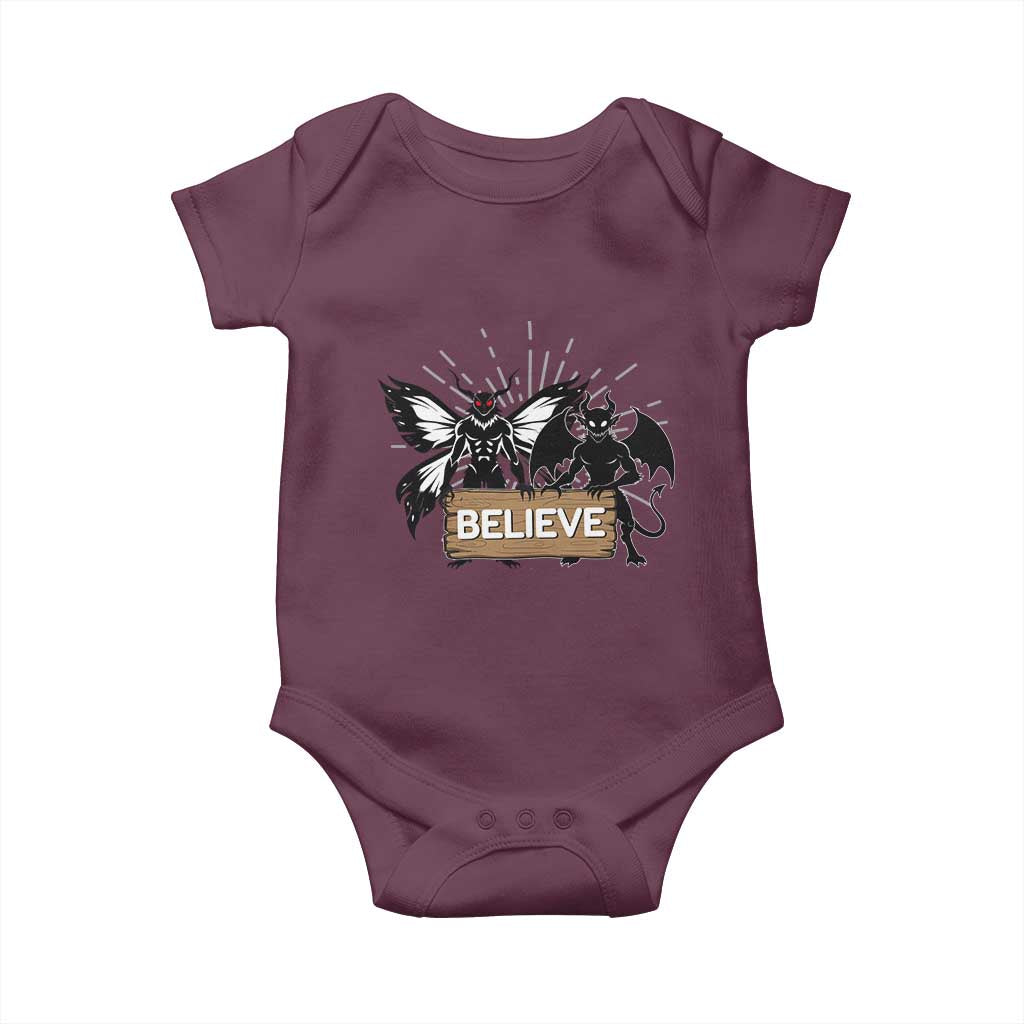Mothman Jersey Devil Baby Onesie Believe Cryptid Folklore Gift TS12 Maroon Print Your Wear