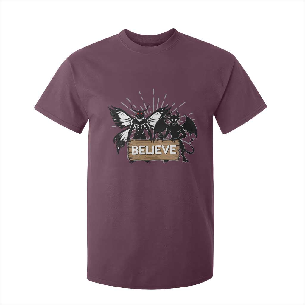 Mothman Jersey Devil T Shirt For Kid Believe Cryptid Folklore Gift TS12 Maroon Print Your Wear