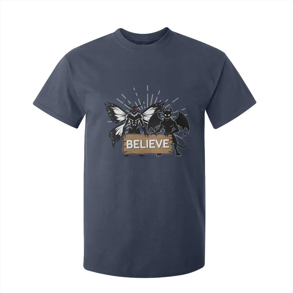 Mothman Jersey Devil T Shirt For Kid Believe Cryptid Folklore Gift TS12 Navy Print Your Wear