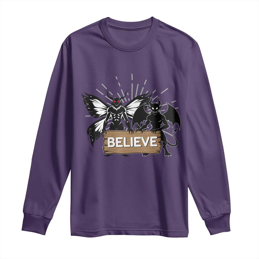 Mothman Jersey Devil Long Sleeve Shirt Believe Cryptid Folklore Gift TS12 Purple Print Your Wear