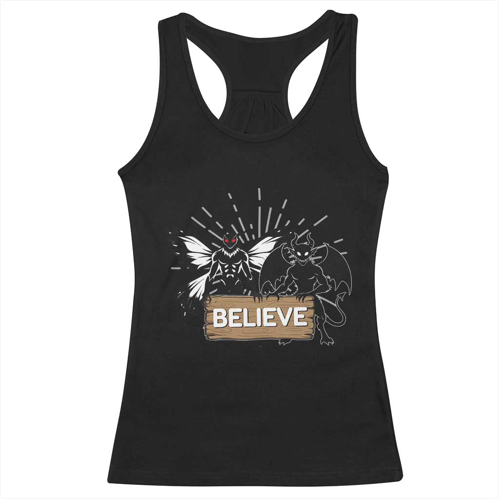 Mothman Jersey Devil Racerback Tank Top Believe Cryptid Folklore Gift TS12 Black Print Your Wear