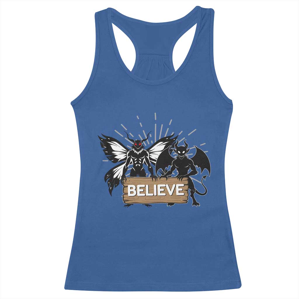 Mothman Jersey Devil Racerback Tank Top Believe Cryptid Folklore Gift TS12 Royal Blue Print Your Wear