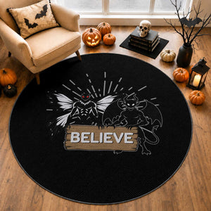 Mothman Jersey Devil Round Rug Believe Cryptid Folklore Gift