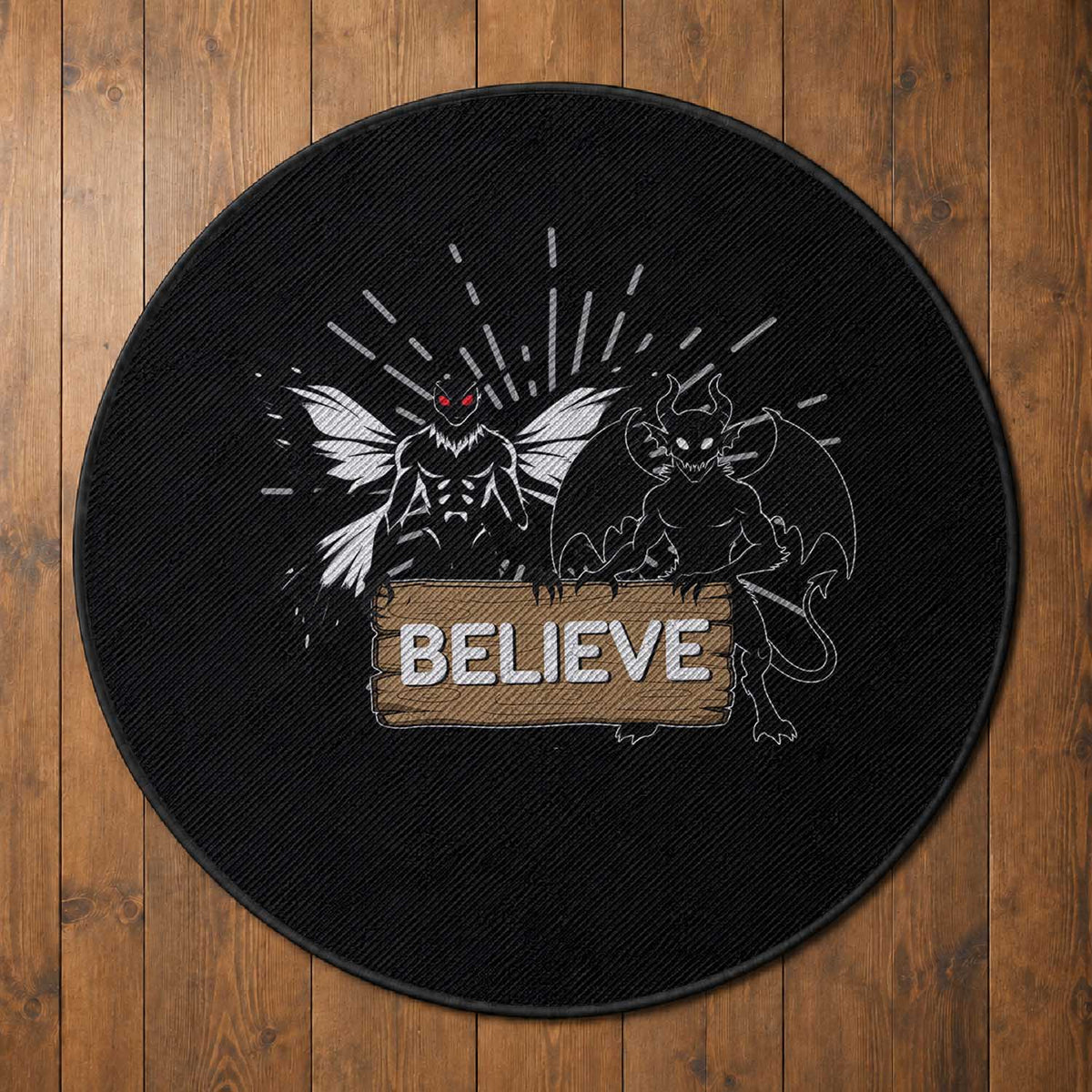 Mothman Jersey Devil Round Rug Believe Cryptid Folklore Gift