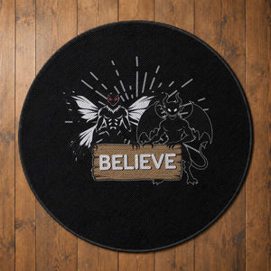 Mothman Jersey Devil Round Rug Believe Cryptid Folklore Gift