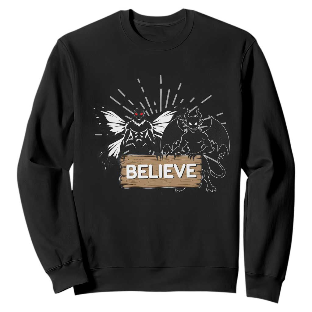 Mothman Jersey Devil Sweatshirt Believe Cryptid Folklore Gift TS12 Black Print Your Wear