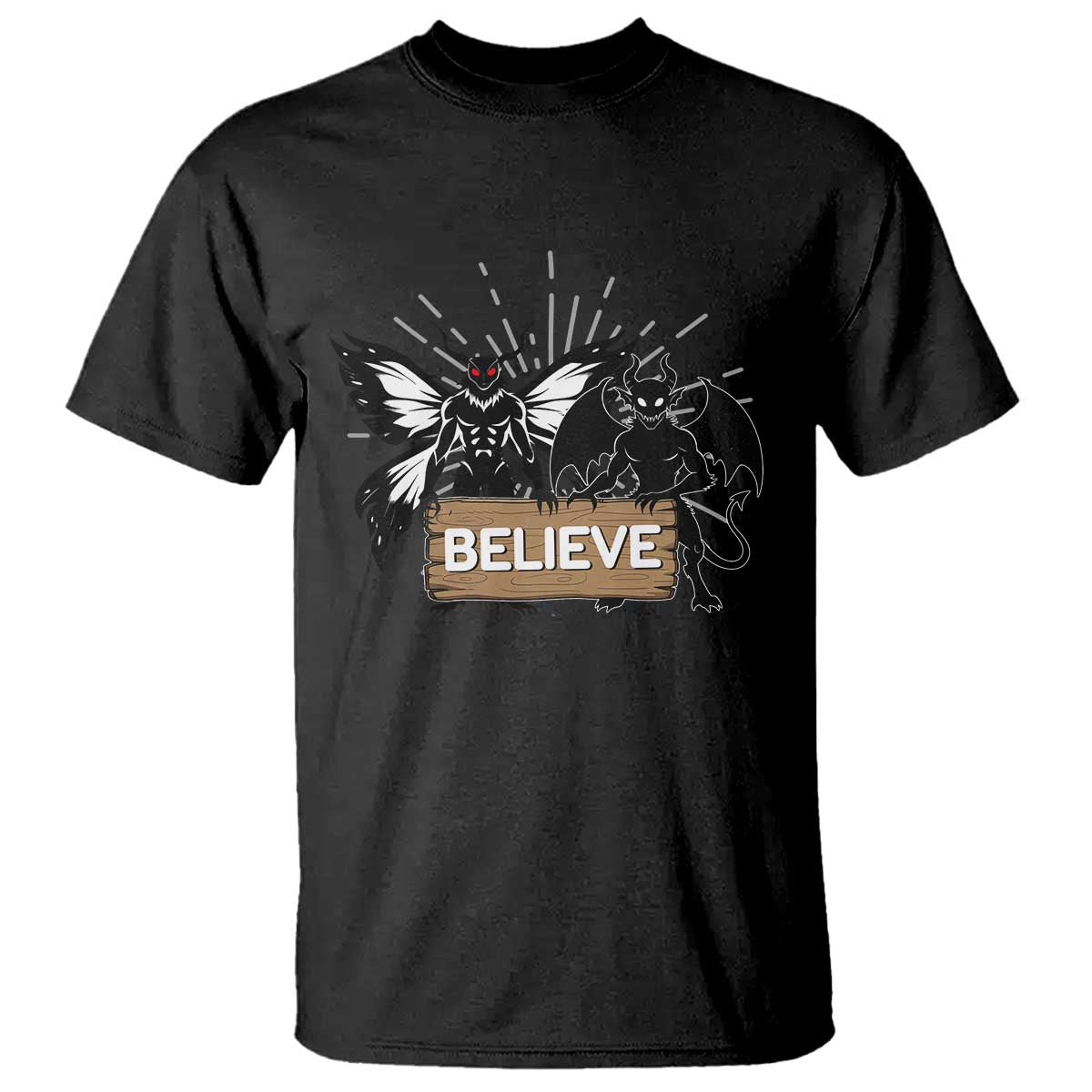 Mothman Jersey Devil T Shirt Believe Cryptid Folklore Gift TS12 Black Print Your Wear