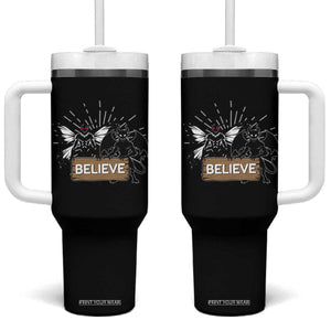 Mothman Jersey Devil Tumbler With Handle Believe Cryptid Folklore Gift TS12 One Size: 40 oz Black Print Your Wear
