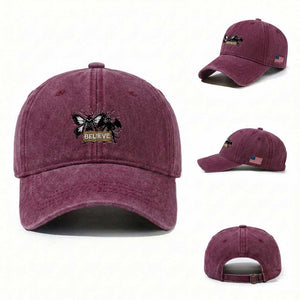 Mothman Jersey Devil Washed Cotton Baseball Cap Believe Cryptid Folklore Gift TS12 Washed Cap Universal Fit Burgundy Print Your Wear