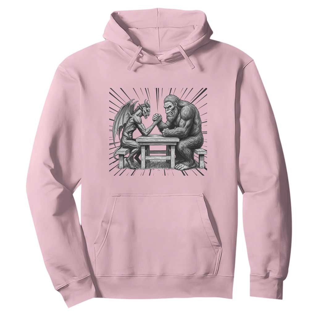 Bigfoot Jersey Devil Hoodie Arm Wrestling Funny Cryptid Gift TS12 Light Pink Print Your Wear