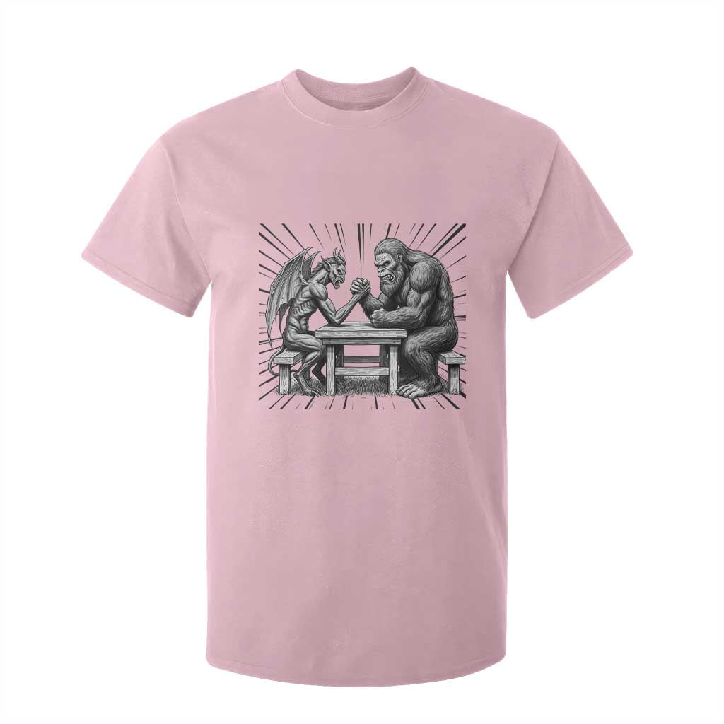 Bigfoot Jersey Devil T Shirt For Kid Arm Wrestling Funny Cryptid Gift TS12 Light Pink Print Your Wear