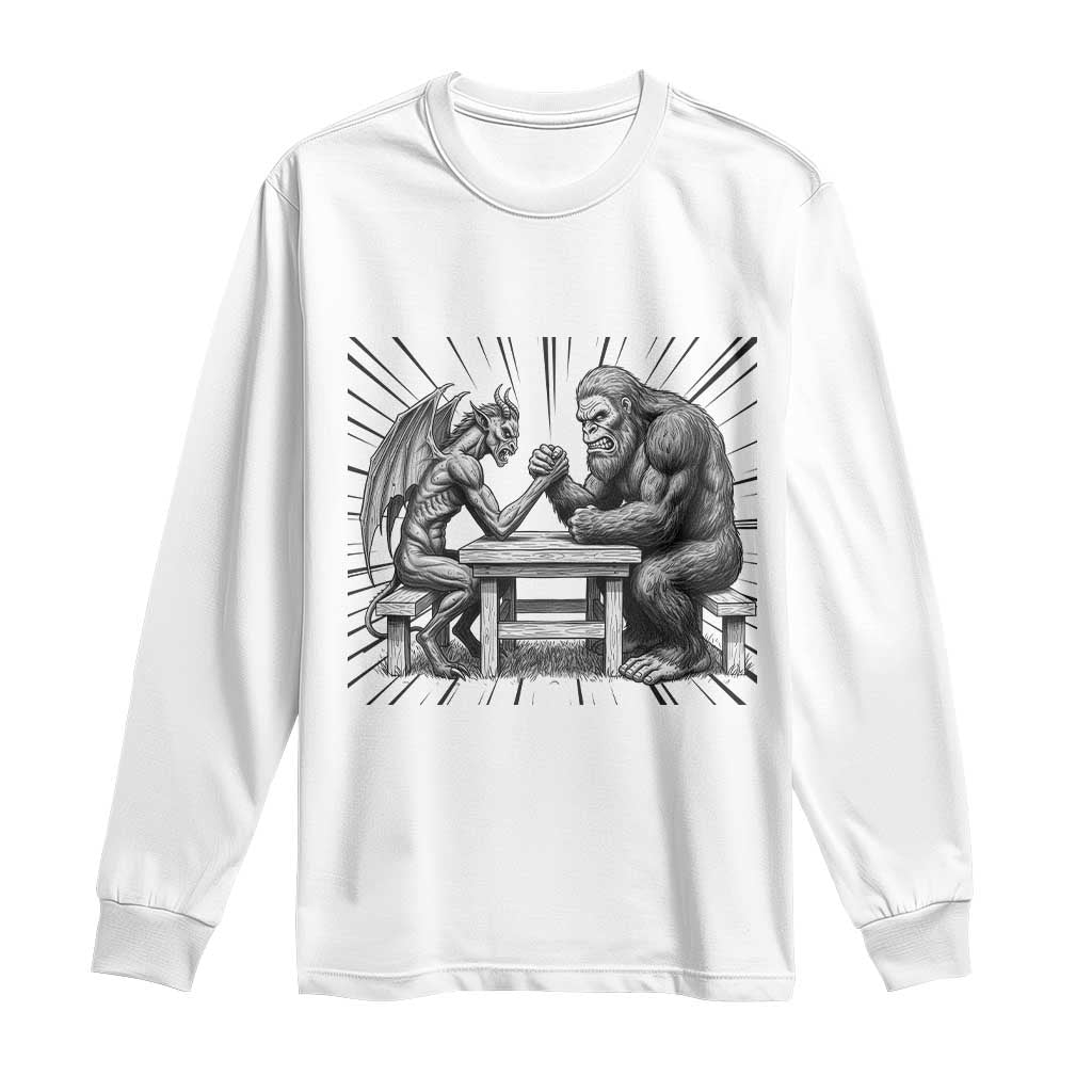 Bigfoot Jersey Devil Long Sleeve Shirt Arm Wrestling Funny Cryptid Gift TS12 White Print Your Wear