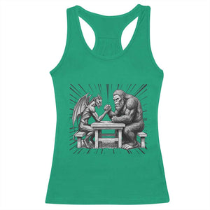 Bigfoot Jersey Devil Racerback Tank Top Arm Wrestling Funny Cryptid Gift TS12 Irish Green Print Your Wear