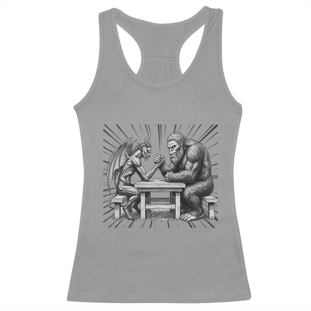 Bigfoot Jersey Devil Racerback Tank Top Arm Wrestling Funny Cryptid Gift TS12 Sport Gray Print Your Wear