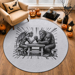 Bigfoot Jersey Devil Round Rug Arm Wrestling Funny Cryptid Gift