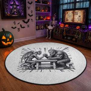 Bigfoot Jersey Devil Round Rug Arm Wrestling Funny Cryptid Gift