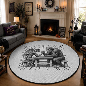 Bigfoot Jersey Devil Round Rug Arm Wrestling Funny Cryptid Gift