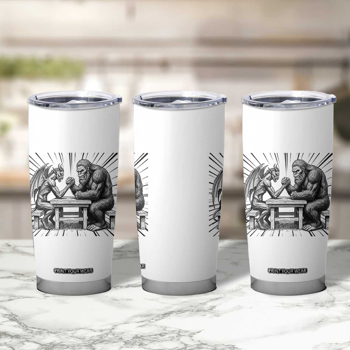 Bigfoot Jersey Devil Tumbler Cup Arm Wrestling Funny Cryptid Gift TS12 Print Your Wear