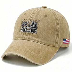 Bigfoot Jersey Devil Washed Cotton Baseball Cap Arm Wrestling Funny Cryptid Gift TS12 Print Your Wear