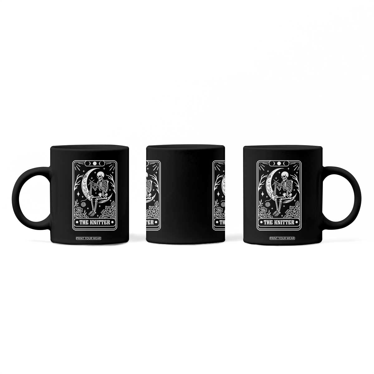 The Knitter Skeleton Coffee Mug Knitting Lover Gift Tarot Card Graphic TS12 Print Your Wear