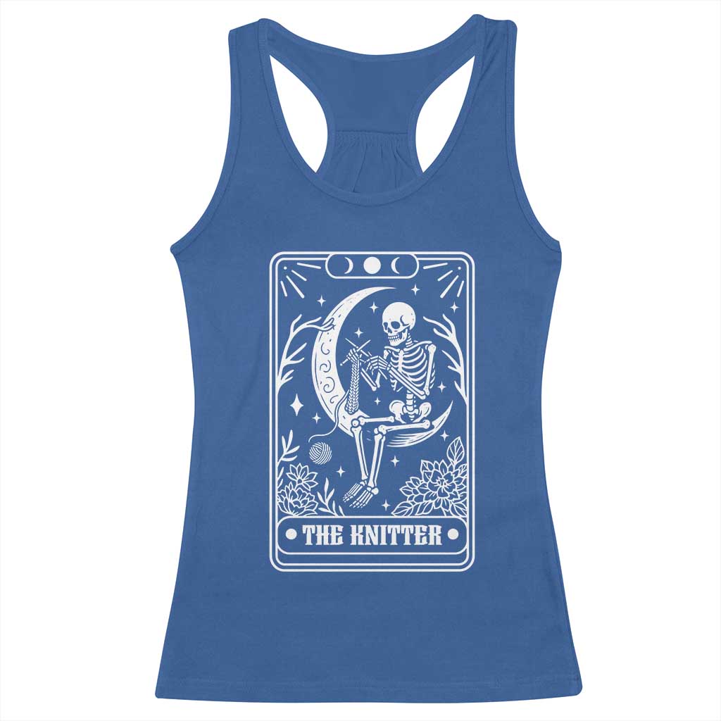 The Knitter Skeleton Racerback Tank Top Knitting Lover Gift Tarot Card Graphic TS12 Royal Blue Print Your Wear