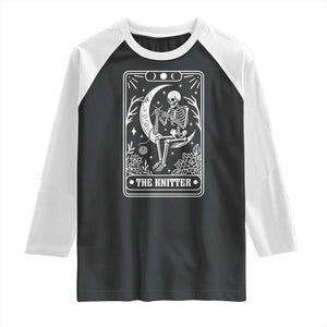 The Knitter Skeleton Raglan Shirt Knitting Lover Gift Tarot Card Graphic TS12 Black White Print Your Wear