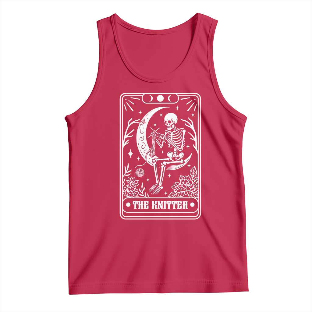 The Knitter Skeleton Tank Top Knitting Lover Gift Tarot Card Graphic TS12 Red Print Your Wear