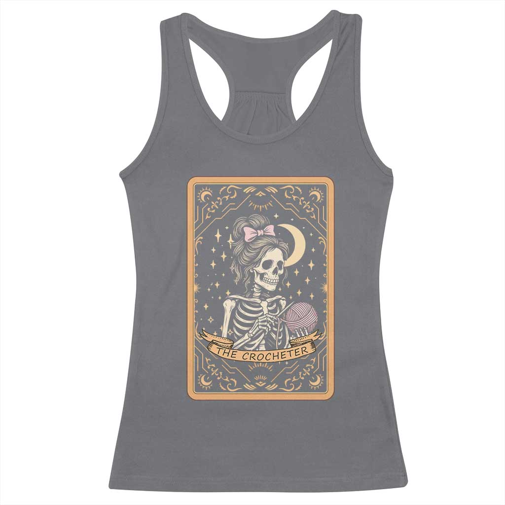 The Crocheter Skeleton Racerback Tank Top Crochet Lover Gift Tarot Card Graphic TS12 Charcoal Print Your Wear